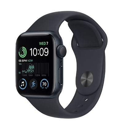 Apple Watch SE 2, GPS, 40 мм, алюминий цвета «Тёмная ночь», спортивный ремешок цвета «Тёмная ночь»