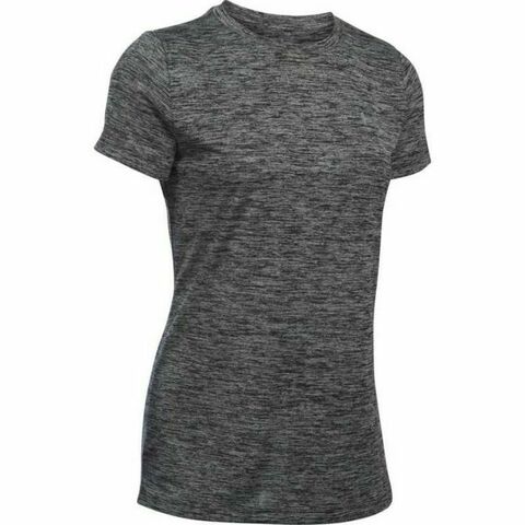 Женская теннисная футболка Under Armour Women's UA Tech Twist T-Shirt - black/metallic silver