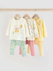 Лонгслив и легинсы в комплекте для малышей Next E67-029, 3 шт., Молочный, Розовый, Светло-желтый