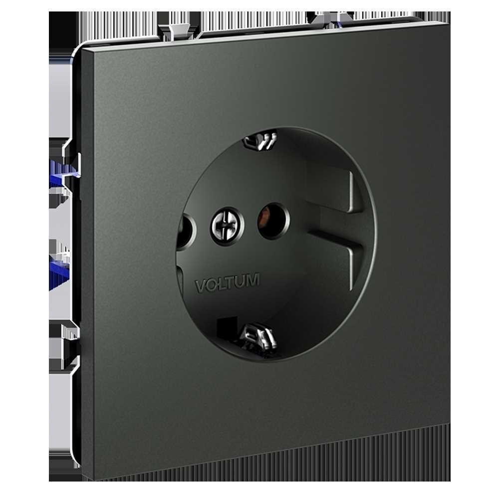 Розетка встраиваемая Voltum S70 с заземлением 16А, (титан) VLS040106