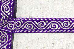 Тесьма жаккард, ш. 3,4 см, фиолетовый/светлое золото