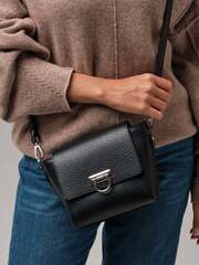 Сумка кожаная через плечо черный бизон