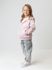 джемпер  для девочки  КР 302826/розовый лед,сердечки к599