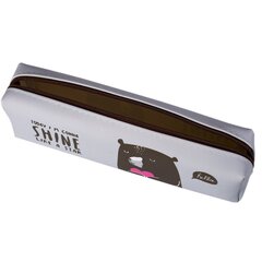 Пенал - косметичка, Alingar, ПВХ, молния, 60 х 205 мм, "Shine" фиолетовый (мишка обнимает сердечко)