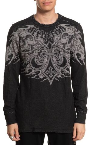 Affliction | Пуловер двусторонний мужской Indian Chief LS Rev. Thermal Silver A8350 перед