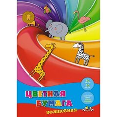 
          Бумага цветная Апплика, А4, мелованная, 10 листов, 10 цветов, зол+серебро, на скрепке, "Цветной круговорот"