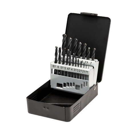 Набор сверл по металлу 1-10мм 19шт DIN338 HSS-R 118° (мет. кейс) Terrax by Ruko A205210