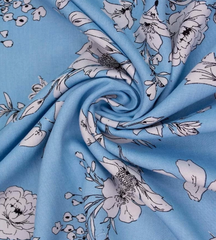 Ткань штапель принт 120 гр/м2, 100% вискоза, ш. 140 см, голубой
