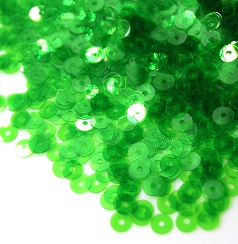 7042 Пайетки плоские 4 мм, цвет зеленый прозрачный глянцевый