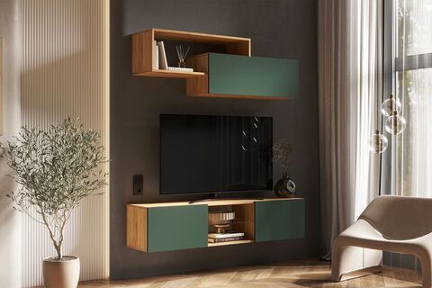 Гостиная Норд №1 Изумрудный/Дуб крафт