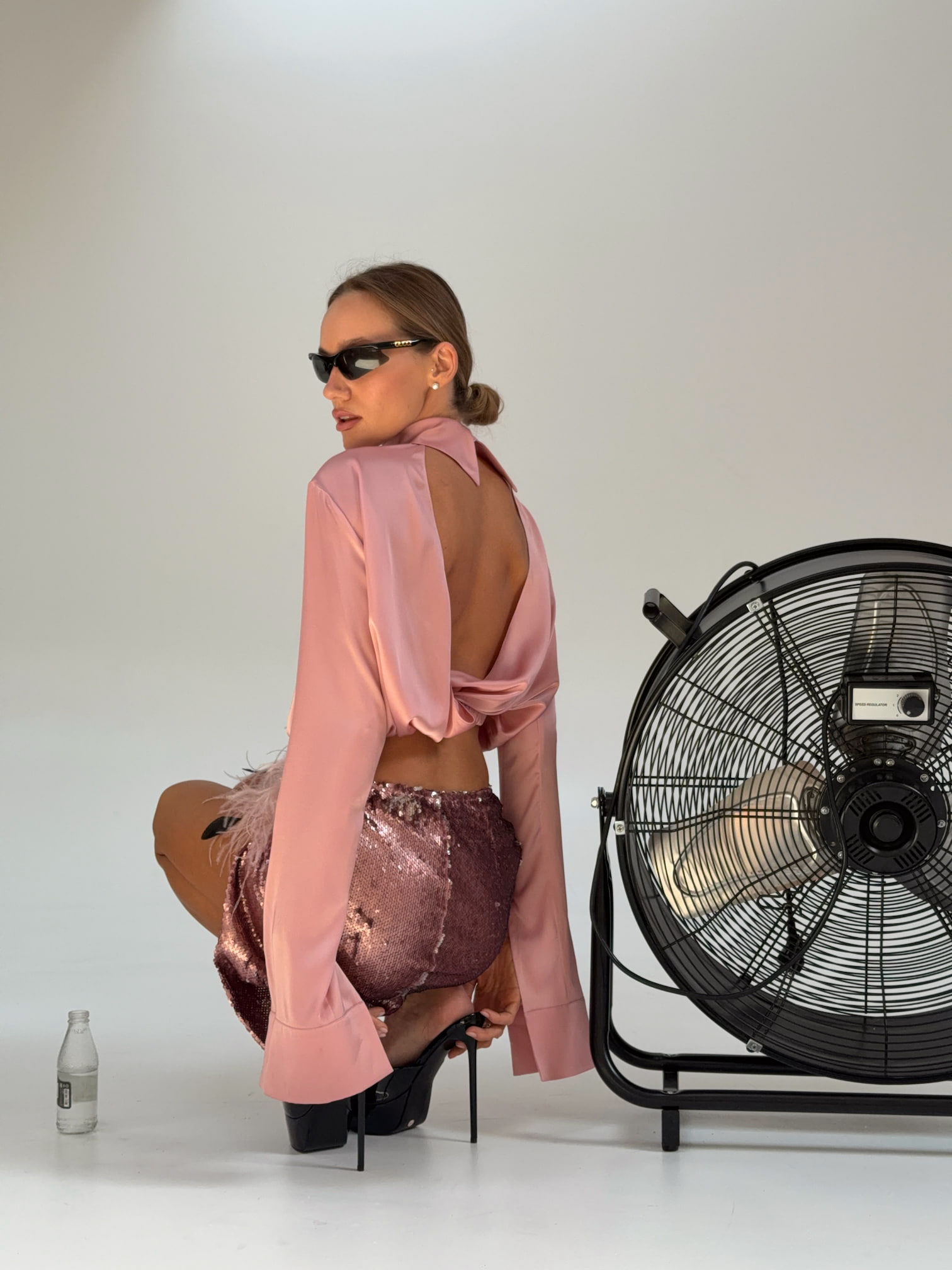 Атласная рубашка Trick Pink