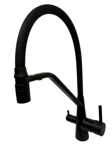 Смеситель для кухни с силиконовым изливом, магнитным держателем и функцией подачи питьевой воды цвет черный