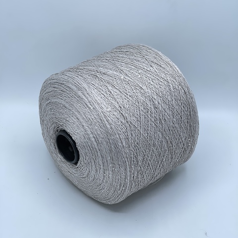 Бобинная пряжа, Linette Pailletes, 450м, 80% Лен, 20% Полиэстер(пайетка), Светло-серый+пайетка. 39428