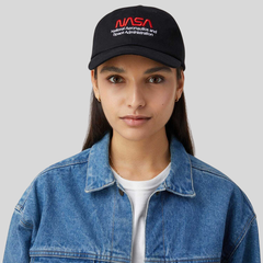 Бейсболка Alpha Industries Nasa Worm Logo Cap Black (Черная)