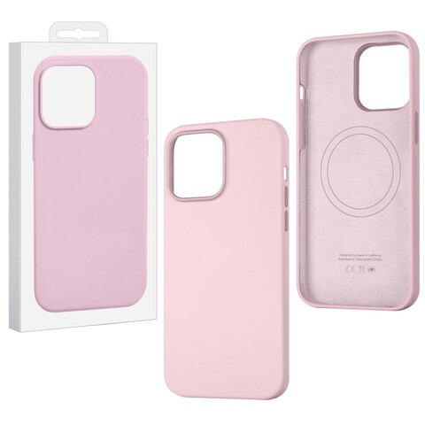 Силиконовый чехол (MagSafe + анимация NFC) Silicon Case для iPhone 14 Pro Max (6.7") (Бледно-розовый) с магнитом Premium