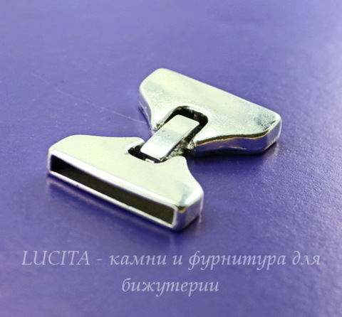 Замок для шнура 24х3 мм из 2х частей, 38х28 мм (цвет - античное серебро)