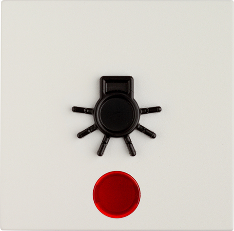 Выключатель одноклавишный, кнопочный для монтажа в полой стене с красной линзой и выступающим символом «Свет» 10 А 250 В~. Цвет Полярная белизна. Berker (Беркер). S.1 / B.3 / B.7. 16511949+503150+1687