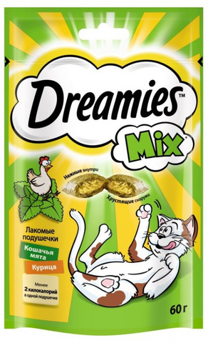 Dreamies лакомство для кошек (курица+мята) 60 г