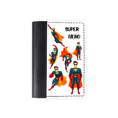 Обложка на паспорт комбинированная "Superhero" черная, белая вставка
