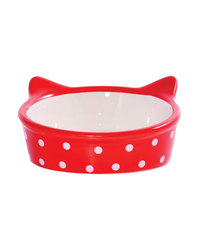 №1 Миска керамическая кошачья мордочка (красная)
