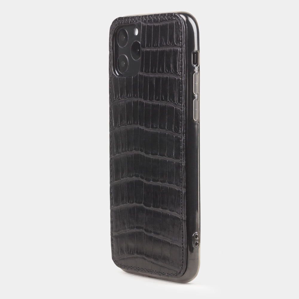 Чехол-накладка для iPhone 11 Pro из натуральной кожи крокодила, черного цвета