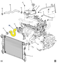 ПАТРУБОК РАДИАТОРА НИЖНИЙ AVEO T300 F16D4 МКПП GM (К ПОМПЕ)