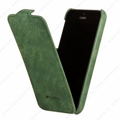 Чехол-флип Melkco для iPhone SE/ 5s/ 5C/ 5 Leather Case Craft Limited Edition Prime Dotta (Classic Vintage Green)