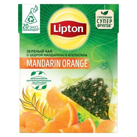 купить Чай зеленый в пирамидках Lipton Mandarin Orange, 20 пак/уп (Липтон)