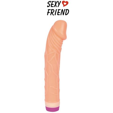 Телесный вибратор-реалистик с загнутой головкой Sexy Friend - 22,5 см. - Sexy Friend SEXY FRIEND SF-70222