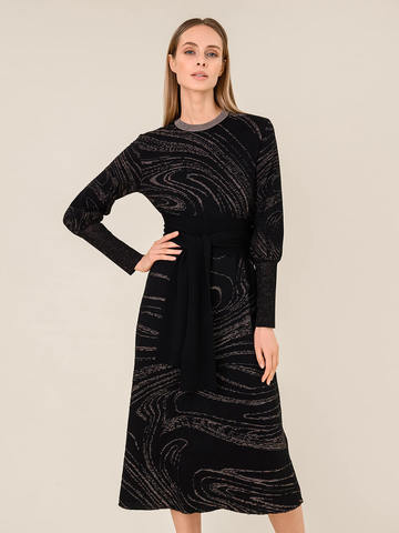 Женское платье черного цвета из шерсти и вискозы - фото 4