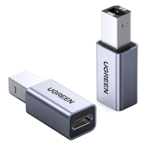 Адаптер UGREEN USB2,0 USB-C/F to USB2,0 B/M Adapter Aluminum Case US382, Серый