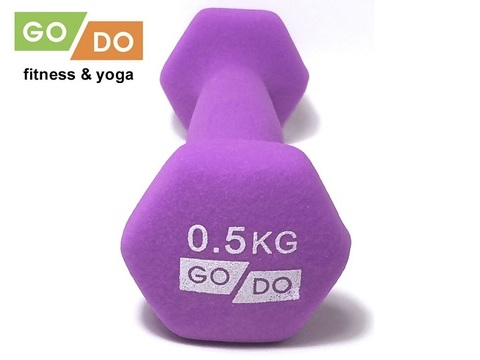 Гантель GO DO в виниловой матовой (неопреновой) оболочке. Вес 0,5 кг. (Фиолетовый), пара