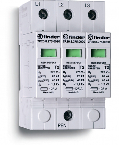 Устройство защиты от импульсных перенапряжений УЗИП тип 2 (3 варистора); модульный, ширина 52.5мм; степень защиты IP20
