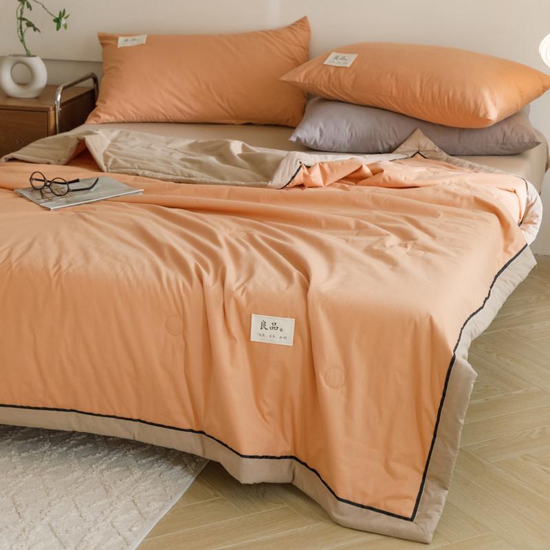 Комплект постельного белья Семейный (2 одеяла) Хлопок Оранжево-бежевый