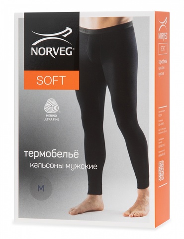 Картинка кальсоны Norveg Soft Pants woolmark черный - 5