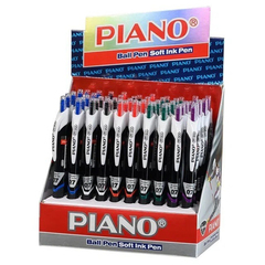 Ручка шариковая, масляная, автоматическая, Piano, синие чернила, серия "Game", трёхгранный чёрный корпус, 50 шт