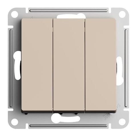 Выключатель трехклавишный, 10АХ. Цвет Песочный. Schneider Electric AtlasDesign. ATN001231