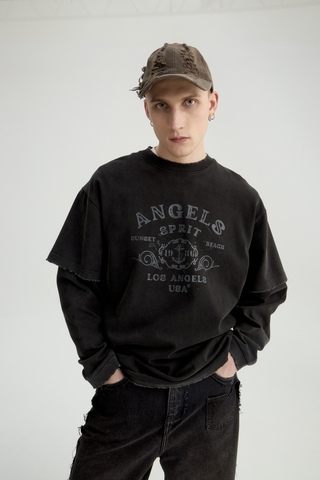 Лонгслив с имитацией футболки 