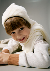 Шапка вязаная с отворотом (экрю)