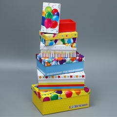 Коробка одиночная, Прямоугольник, «С днём рождения»,14*8*4,5 см, 1 шт.