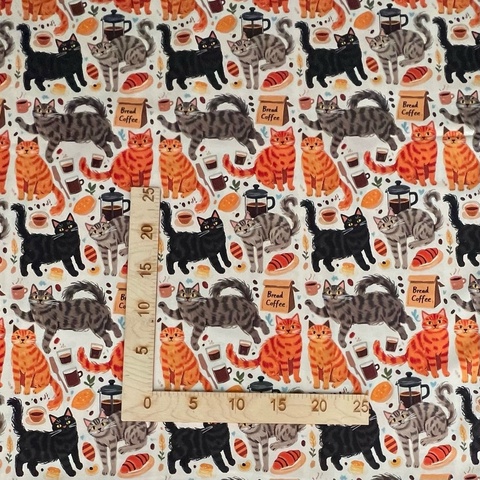 КОТЫ И КОФЕ, КУПОН 49 x 110 cм