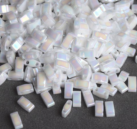 HTL-0471 Бисер Миюки халф тила/Miyuki Half Tila White Pearl AB