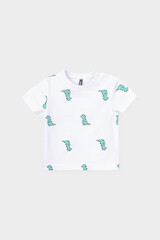 фуфайка  для мальчика  КР 302034/белый,зеленые динозавры