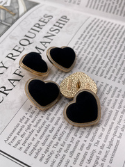 Пуговицы Сердечки бархатные черные