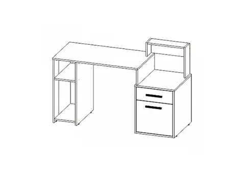 Стол компьютерный с надстройкой Лайф белый / бетон