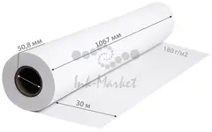 Бумага Cactus CS-PG180-106730 42"(A0+) 1067мм-30м/180г/м2/белый глянцевое универсальная (с покрытием) — фото 2