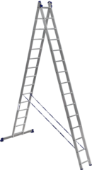 Лестница-стремянка, 2 x 9 ступеней, 2,53 - 4,22 м, алюминиевая, Alumet H2 5209---