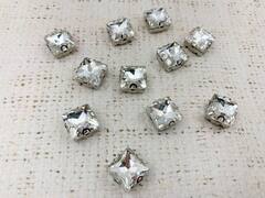 Стразы пришивные стекло в оправе, ш. 1,2 см, прозрачный