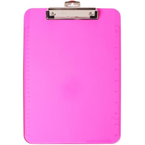Планшет для бумаги с зажимом Low Profile Neon Plastic Clipboard Pink