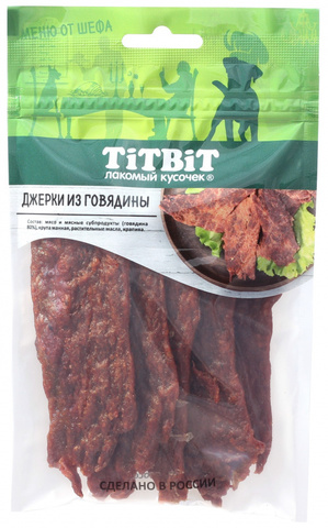 Titbit лакомство для собак меню от шефа Джерки мясные из говядины 70г